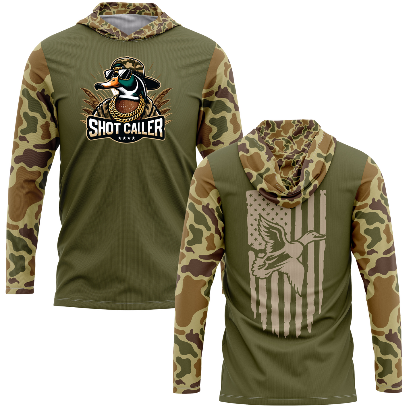 Shot Caller Retro Camo Duck Hunting SPF50 Performance Hoodie