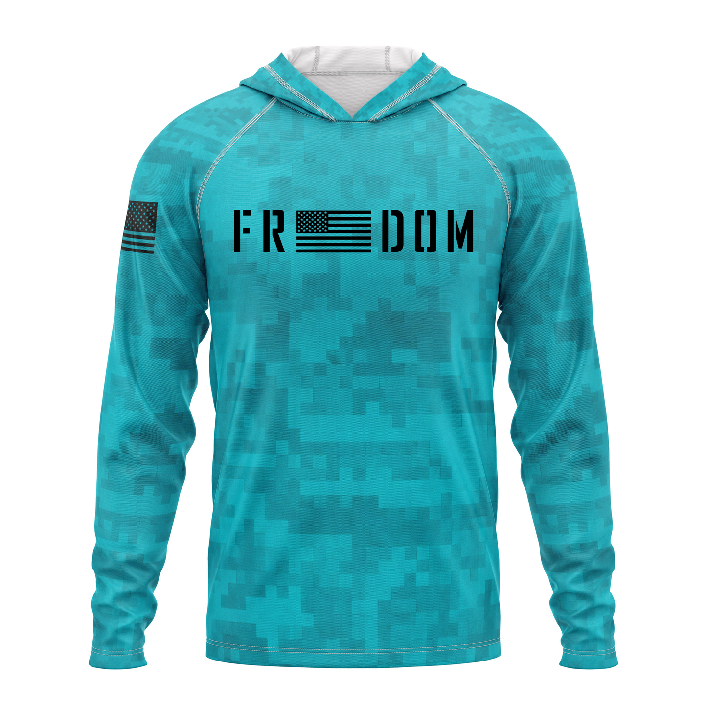 Freedom SPF50 Patriotic Performance Hoodie-Teal Camo