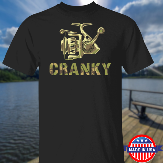 Cranky Camo Fishing Reel Fishing T Shirt