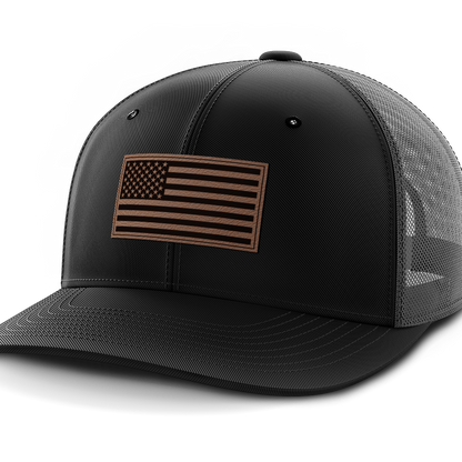 USA Flag, Leather Patch Hat