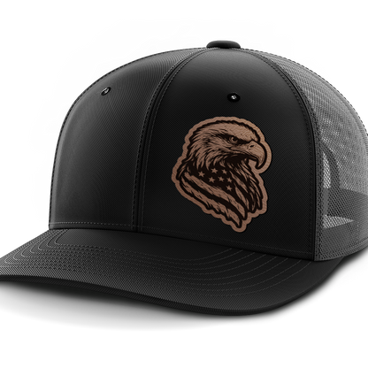 Eagle Flag (left), Leather Patch Hat