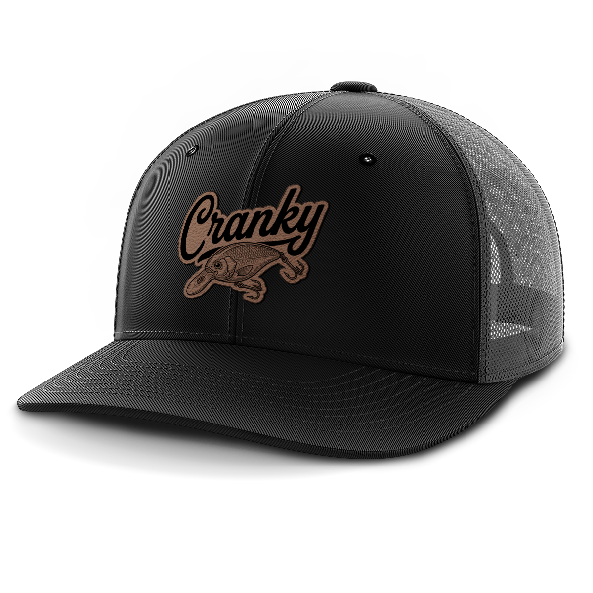 Cranky, Crankbait Decal, Leather Patch Hat