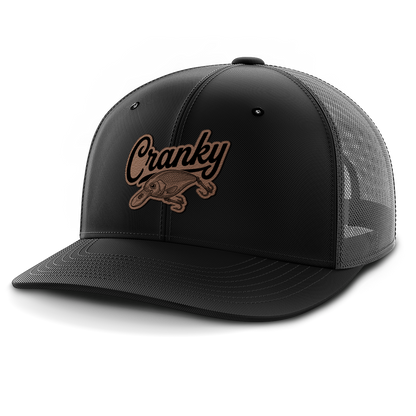 Cranky, Crankbait Decal, Leather Patch Hat