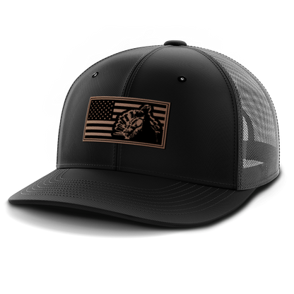 Turkey Flag, Turkey Hunting, Leather Patch Hat