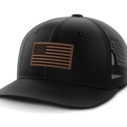 USA Flag, Leather Patch Hat