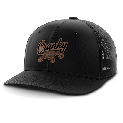 Cranky, Crankbait Decal, Leather Patch Hat