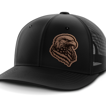 Eagle Flag (left), Leather Patch Hat
