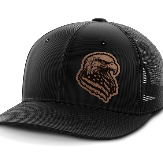 Eagle Flag (left), Leather Patch Hat