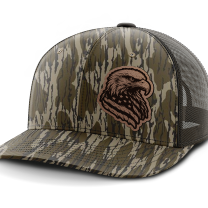Eagle Flag (left), Leather Patch Hat