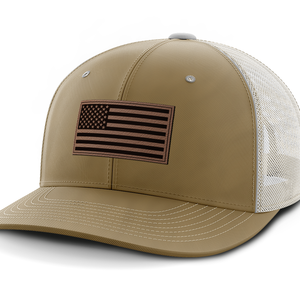 USA Flag, Leather Patch Hat