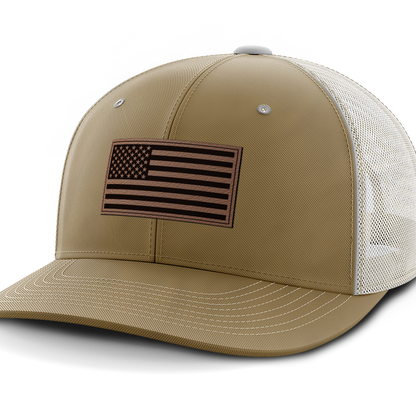 USA Flag, Leather Patch Hat