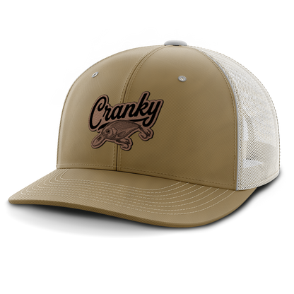 Cranky, Crankbait Decal, Leather Patch Hat