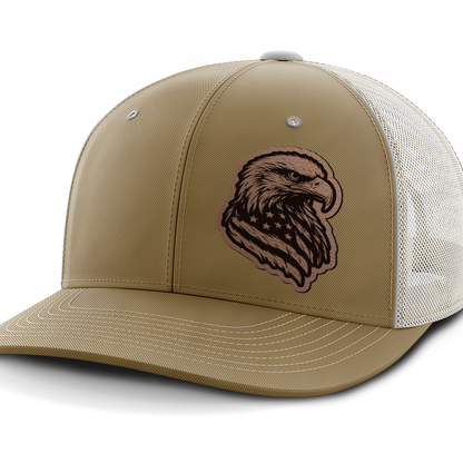 Eagle Flag (left), Leather Patch Hat