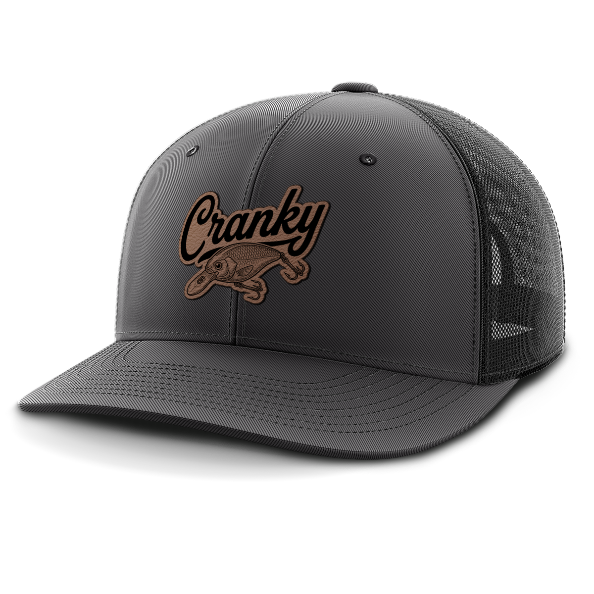 Cranky, Crankbait Decal, Leather Patch Hat