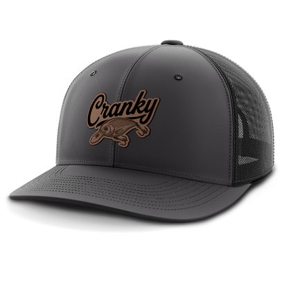 Cranky, Crankbait Decal, Leather Patch Hat