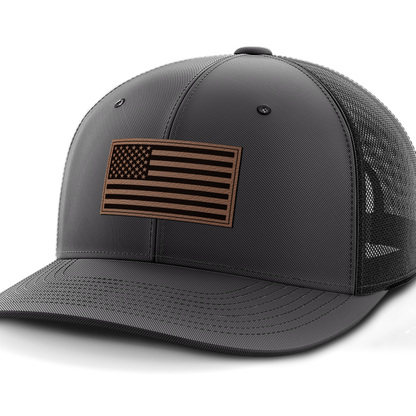 USA Flag, Leather Patch Hat