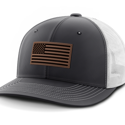 USA Flag, Leather Patch Hat