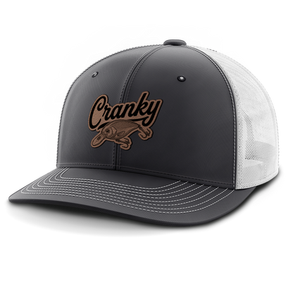 Cranky, Crankbait Decal, Leather Patch Hat