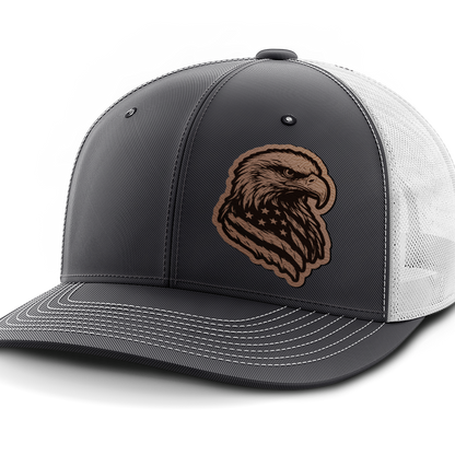 Eagle Flag (left), Leather Patch Hat