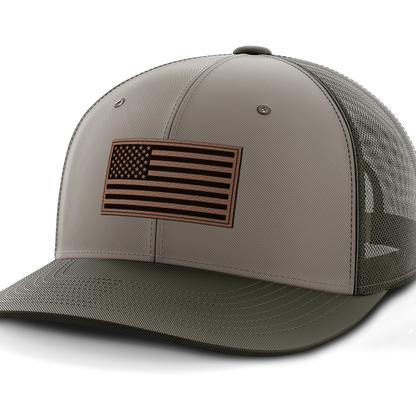 USA Flag, Leather Patch Hat
