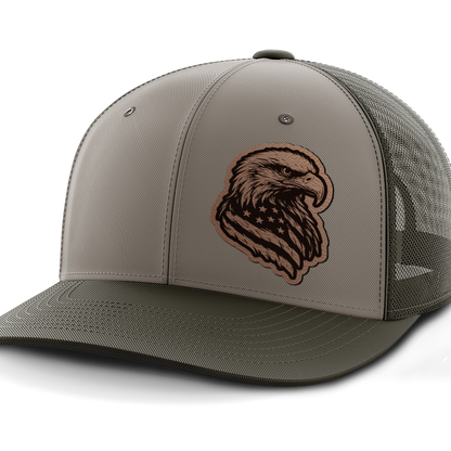 Eagle Flag (left), Leather Patch Hat