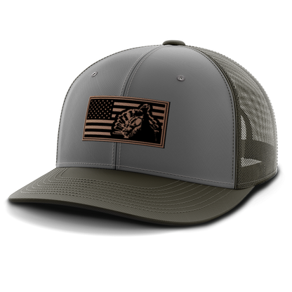 Turkey Flag, Turkey Hunting, Leather Patch Hat