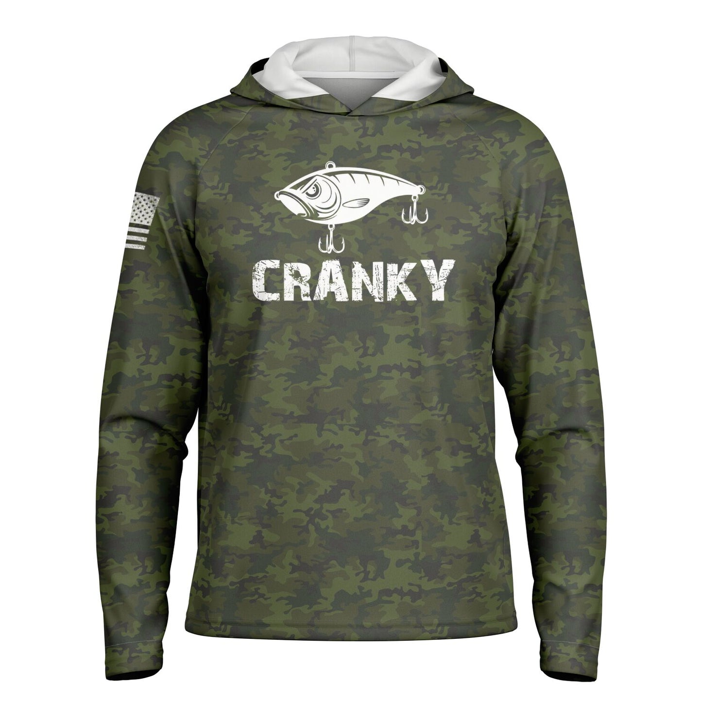 Cranky Crankbait SPF50 Patriotic Performance Fishing Hoodie