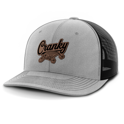 Cranky, Crankbait Decal, Leather Patch Hat