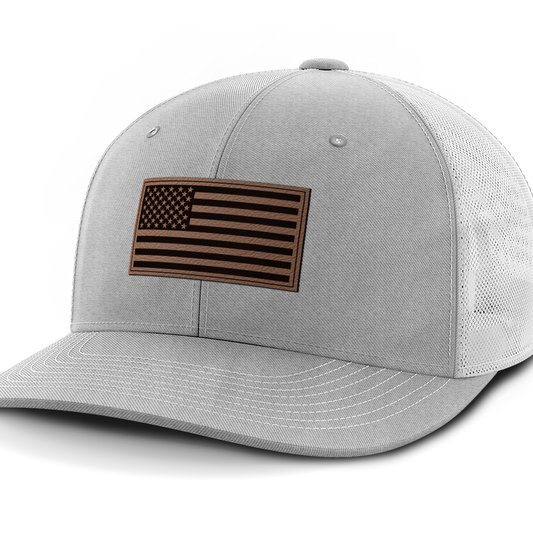 USA Flag, Leather Patch Hat