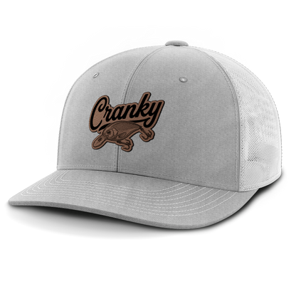 Cranky, Crankbait Decal, Leather Patch Hat