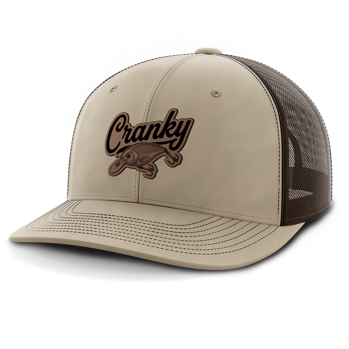 Cranky, Crankbait Decal, Leather Patch Hat