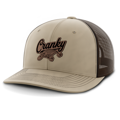 Cranky, Crankbait Decal, Leather Patch Hat