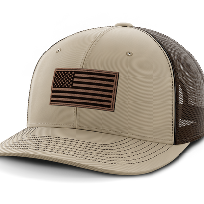USA Flag, Leather Patch Hat