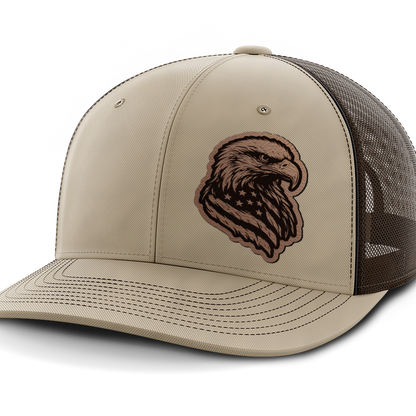 Eagle Flag (left), Leather Patch Hat