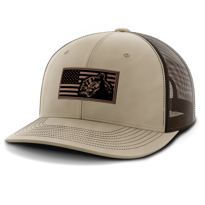 Turkey Flag, Turkey Hunting, Leather Patch Hat