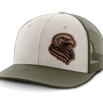 Eagle Flag (left), Leather Patch Hat