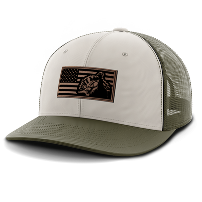 Turkey Flag, Turkey Hunting, Leather Patch Hat