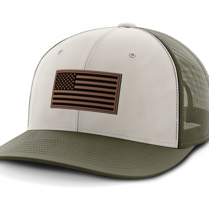 USA Flag, Leather Patch Hat