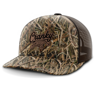 Cranky, Crankbait Decal, Leather Patch Hat
