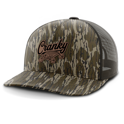 Cranky, Crankbait Decal, Leather Patch Hat