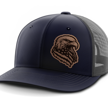 Eagle Flag (left), Leather Patch Hat