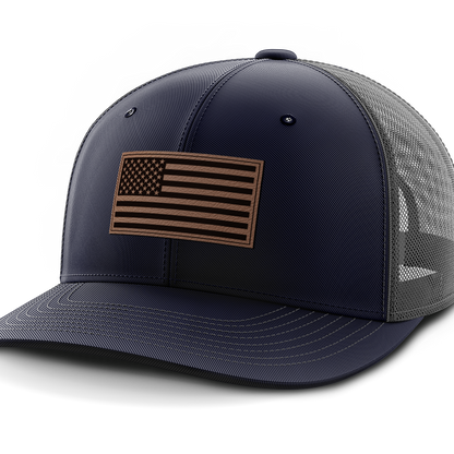 USA Flag, Leather Patch Hat