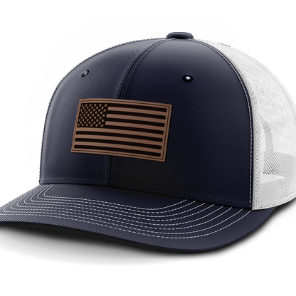 USA Flag, Leather Patch Hat