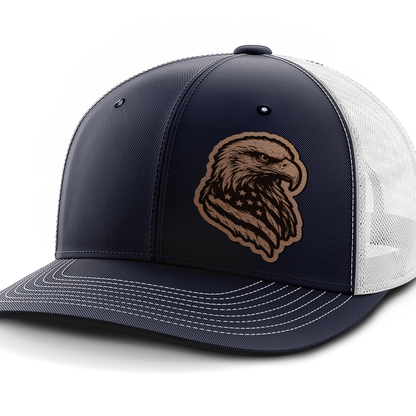 Eagle Flag (left), Leather Patch Hat