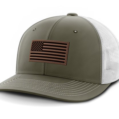 USA Flag, Leather Patch Hat