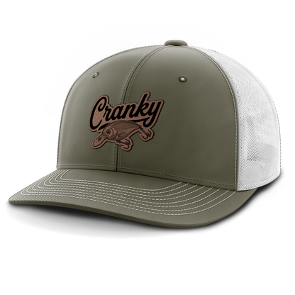 Cranky, Crankbait Decal, Leather Patch Hat