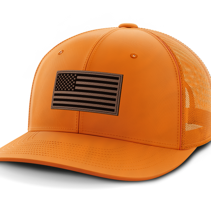 USA Flag, Leather Patch Hat