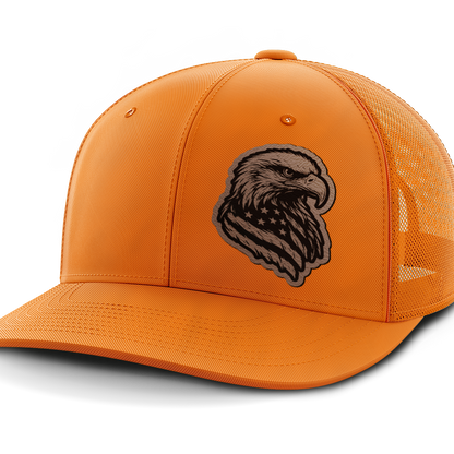Eagle Flag (left), Leather Patch Hat