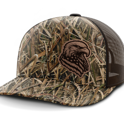 Eagle Flag (left), Leather Patch Hat